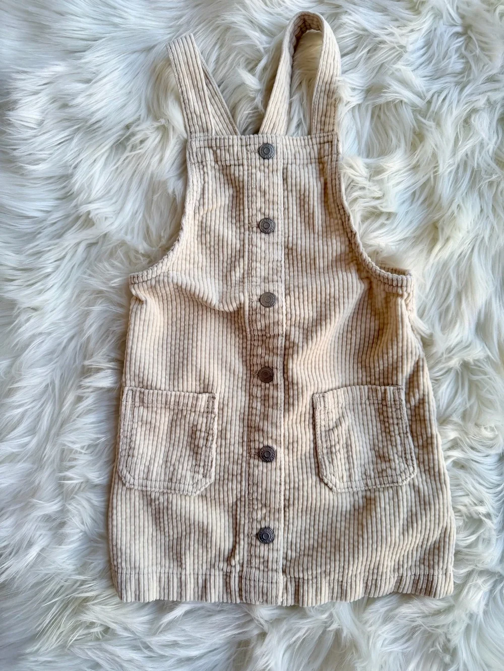 Cat & Jack Cream Corduroy Overall Dress Size 4T